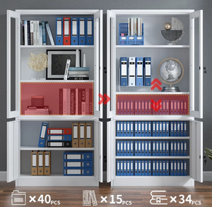 Armoire de classement à 2 portes, idéale pour les bureaux, les salles d'étude, les bibliothèques et les écoles, étagères réglables offrant <span class=keywords><strong>plus</strong></span> d'espace de rangement - Product Image 2