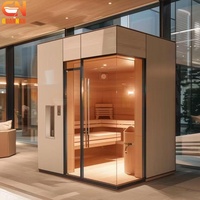 Cabine de sauna en bois et verre moderne de luxe pour hôtel, spa, centre de bien-être et projets commerciaux