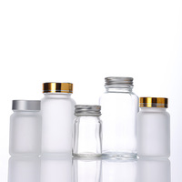 Bouteille en verre vitaminée à large ouverture bouteille en verre transparent 50ml 60ml 80ml 100ml 120ml 150ml 200ml bouteille capsule avec couvercle en argent brillant