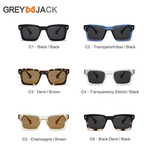 Gafas de Sol Cuadradas Grises con Montura Negra, Lentes Polarizadas de PC TAC con Protección UV400, Unisex, para Conducir - Product Image 3