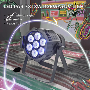 Projecteur de scène <span class=keywords><strong>LED</strong></span> Slim Par 7x18W ABS RGBWA+UV DMX512 à activation sonore IP33 pour parc à thème - Product Image 2