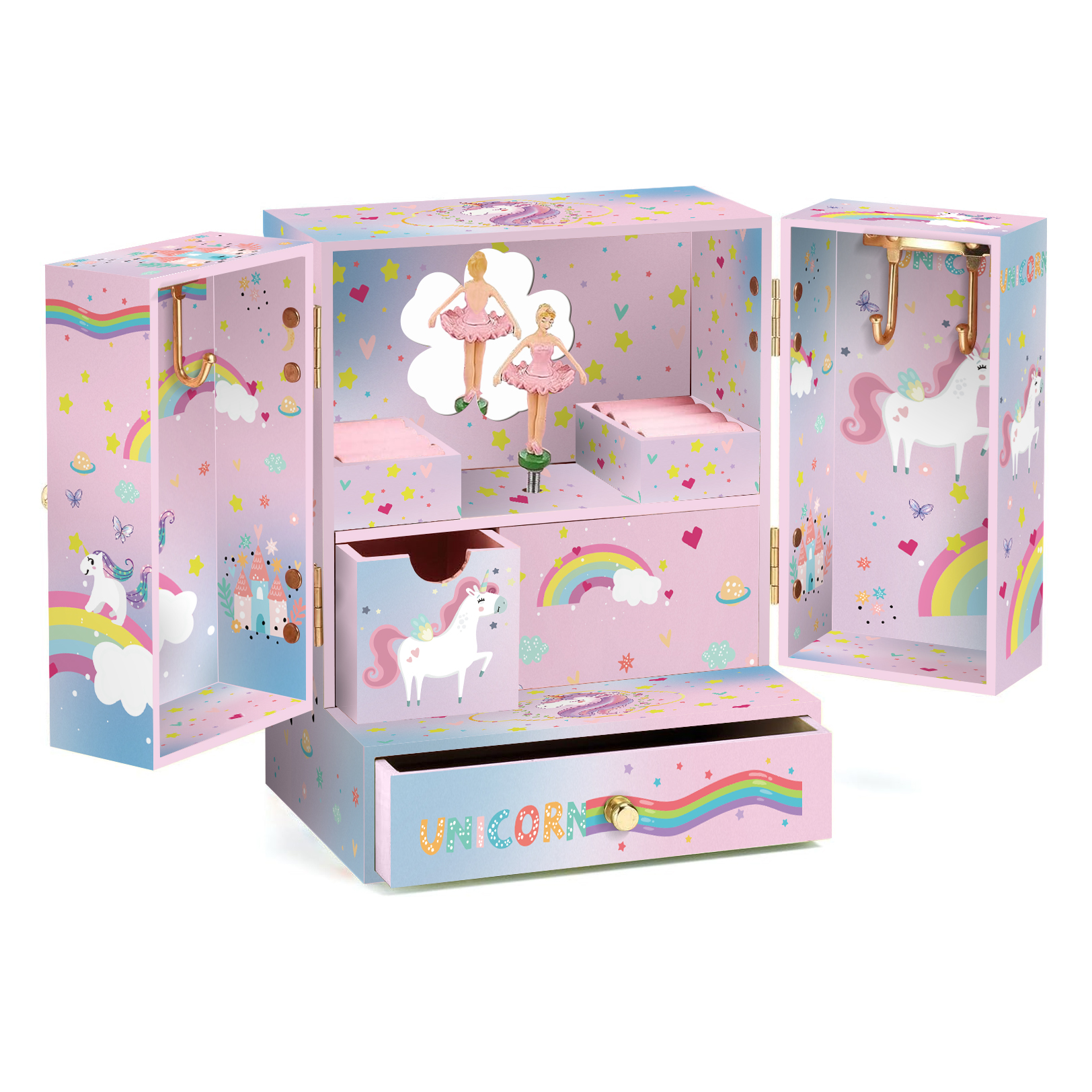 Carillon unicorno rosa e blu