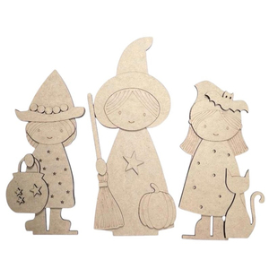 Decorazioni di Halloween Personalizzate, Simpatiche <span class=keywords><strong>Streghe</strong></span> di Halloween con Supporti, Include le <span class=keywords><strong>3</strong></span> <span class=keywords><strong>Streghe</strong></span>. Kit fai da te (NON VERNICIATO NON ASSEMBLATO). - Product Image 2