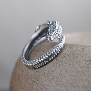 Real Sterling Silver 925 <strong>Crocodile</strong> <strong>Ring</strong> for Men and Women Vintage <strong>Fashion</strong> Opening Adjustable Size Jewelry - Product Image 4