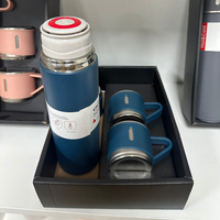 Coffret Cadeau Bouteille d'Eau en Acier Inoxydable 3-en-1 Personnalisable Pupor – Gourde Isotherme Double Paroi avec Poignée, Tasse Portable pour Entreprise