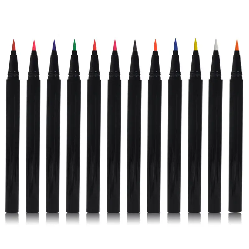Lápis delineador líquido de marca própria, lápis de delineador natural de água, à prova d'água, de neon preto, personalizado