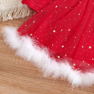 Robe de princesse pour enfants, design mignon MS, avec imprimé pailleté et accessoire pour la tête - Product Image 3