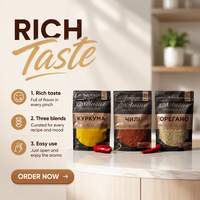 Sachet Doypack Personnalisé Imprimé pour Épices, Refermable avec Fermeture Éclair, Anti-Humidité, pour Poudre d'Assaisonnement