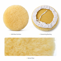 Tampon de polissage en laine premium, bonnet de polissage doux et dense avec cordon de serrage pour le detailing automobile, le polissage du métal et de la pierre
