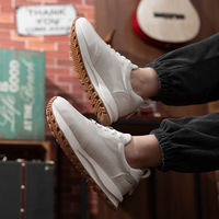 Chaussures de sport épaisses pour hommes, logo personnalisé, confortables, blanches, en cuir, chaussures de course athlétiques, baskets