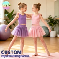 Vêtements de yoga et de fitness pour filles en gros, ensembles de sport pour enfants, survêtements pour enfants, tenues de gym personnalisées, jupe en mousseline
