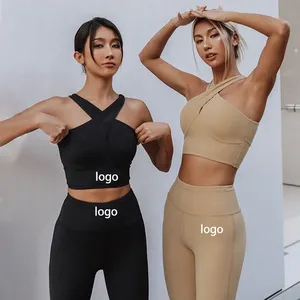  BRASSU 2 Sets Yoga Clothes Set Women Zipper Yoga Vest