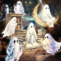 Lot de 16 autocollants Youmeng Xiaoling, série sur le thème des fantômes, pour carnets de notes DIY
