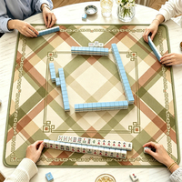 Tapis de Mahjong Rose Esthétique de Luxe Moderne, Housse de Jeu en Caoutchouc Silencieuse avec Règles Charleston, Tapis de Table Pliable Anti-Plis