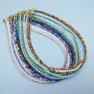 Kalung manik-manik kristal, kalung Choker batu permata segi alami 2-3mm buatan tangan untuk perhiasan wanita - Product Image 3