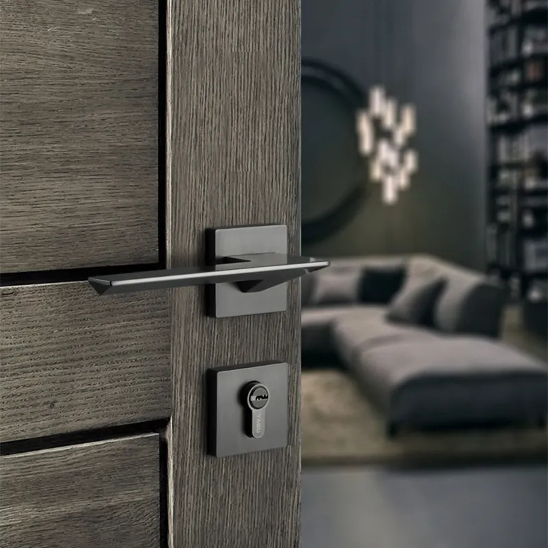 Fashion design blaeck door handles locks brass door locks interior lever door handle lock