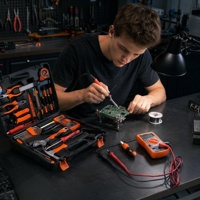 LEIGHLY LL004-2 Kit d'outils professionnels 30 pièces avec multimètre et fer à souder pour électricien domestique, boîte de réparation et bricolage