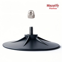 Pied de meuble à ventouse en PVC noir de 85 mm avec tige de fixation M8, robuste et moderne, pour étagères minimalistes