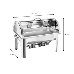 DB Full Size 9L Stainless Steel Roll Top Chafing Dish <b>Food</b> <b>Warmer</b> Serving <b>Tray</b> - Product Image 5