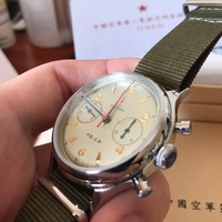 Montre Chronographe Mécanique Mouette 1963 d'Aviateur, Dôme Saphir en Acier de Haute Qualité, Mouvement à Remontage Manuel 1901, Disponible (RTS)