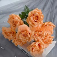9-Köpfiger Blumenstrauß aus Seidenrosen, Handgefertigte Realistische Kunstblumen im Modernen Stil, Langlebig, aus China, für Muttertag, Weihnachten, Ostern