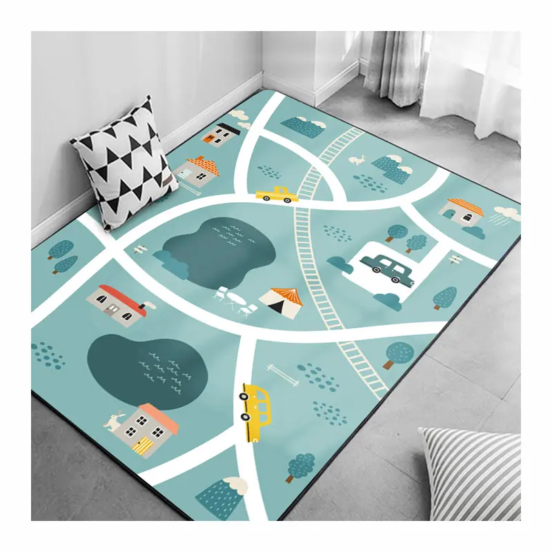 Großhandel gedruckt Kinder Stadt Straße Karte Spiel Pad weichen Cartoon Teppich Baby angepasst Spielzeug Anti-Stil Farbe Teppich