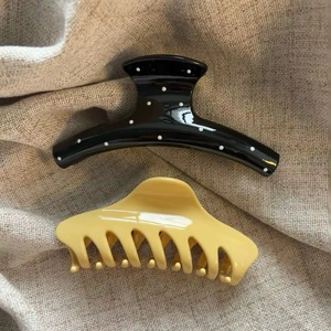 Pinza <span class=keywords><strong>de</strong></span> Pelo <span class=keywords><strong>de</strong></span> Plástico para Mujer, Estilo Coreano Ding Dian, Accesorios <span class=keywords><strong>de</strong></span> Moda, Diseño Simple con Puntos Ondulados en Blanco y Negro, Clip <span class=keywords><strong>de</strong></span> Agarre Multiplatas Tipo Tiburón - Product Image 4