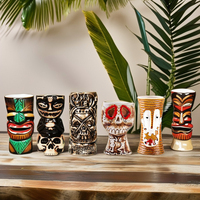 Personnalisé Halloween Hawaii Bar Tropical Cocktail Verre Surface Non Émaillée Céramique Démon Diable Tête Squelette Tiki Mug