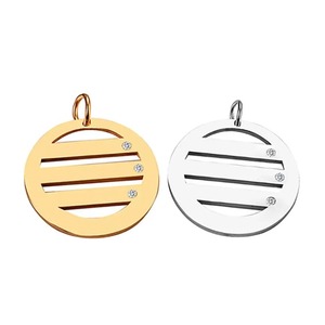Pendentif rond vierge superposé en acier inoxydable avec pierre de naissance pour la fabrication de bijoux DIY, accessoires artisanaux, vente en gros - Product Image 1