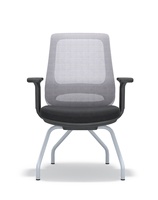 Chaise de conférence ergonomique GT2-C dossier confortable en maille avec base fixe à 4 pieds pour l'école, le bureau et le salon.