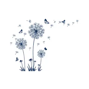 Cross border small size Taraxacum Wall Sticker Blue white Taraxacum Decals Living Room Decorative Wallpaper