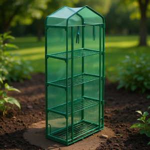 Serra da Giardino a 4 Ripiani con Telaio in Metallo Verniciato a Polvere, Stile Moderno, Copertura in PVC per Giardinaggio Esterno - Product Image 2