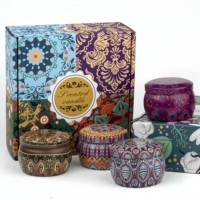 Offre Spéciale coffret cadeau de luxe vente en gros de boîtes d'arômes en métal bougie en pot avec parfum naturel de cire de soja pour les vacances-pour Ramadan Pâques Diwali