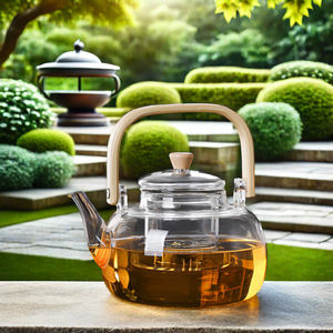 กาน้ำชาแก้วบอโรซิลิเกตทรงสูงพร้อมที่จับถ้วยชาไฟฟ้าเหยือกสำหรับดื่มชุดน้ำชาขาว - Product Image 4