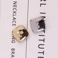 Kancing Baju Logam Persegi Panjang 9.5mm Empat Sisi Dua Lubang Jahitan Tangan untuk Kemeja, Mantel, Jas, Pakaian Formal