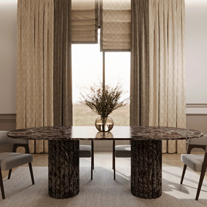 Kumusi Furniture Lorenzo Rosso Levanto Scandinavian Design <strong>Extendable</strong> Oval <strong>Dining</strong> <strong>Table</strong> with Fluted Base - Product Image 1