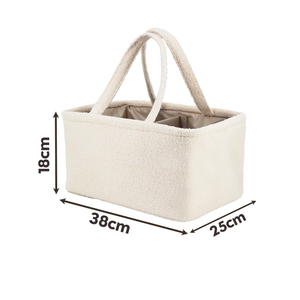 High Quality White Teddy Velvet Baby Diaper <strong>Bag</strong> Nursery Storage Caddy Mommy Carry <strong>Bag</strong> <strong>Nappy</strong> Toy <strong>Organiser</strong> for Newborn Essential - Product Image 3