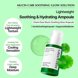 Elensilia Green Dew Mucin Therapy Acido Ialuronico Ampolla Lenitiva Illuminante Idratazione Profonda per Viso Pelle Calma e Radiosa - Product Image 4