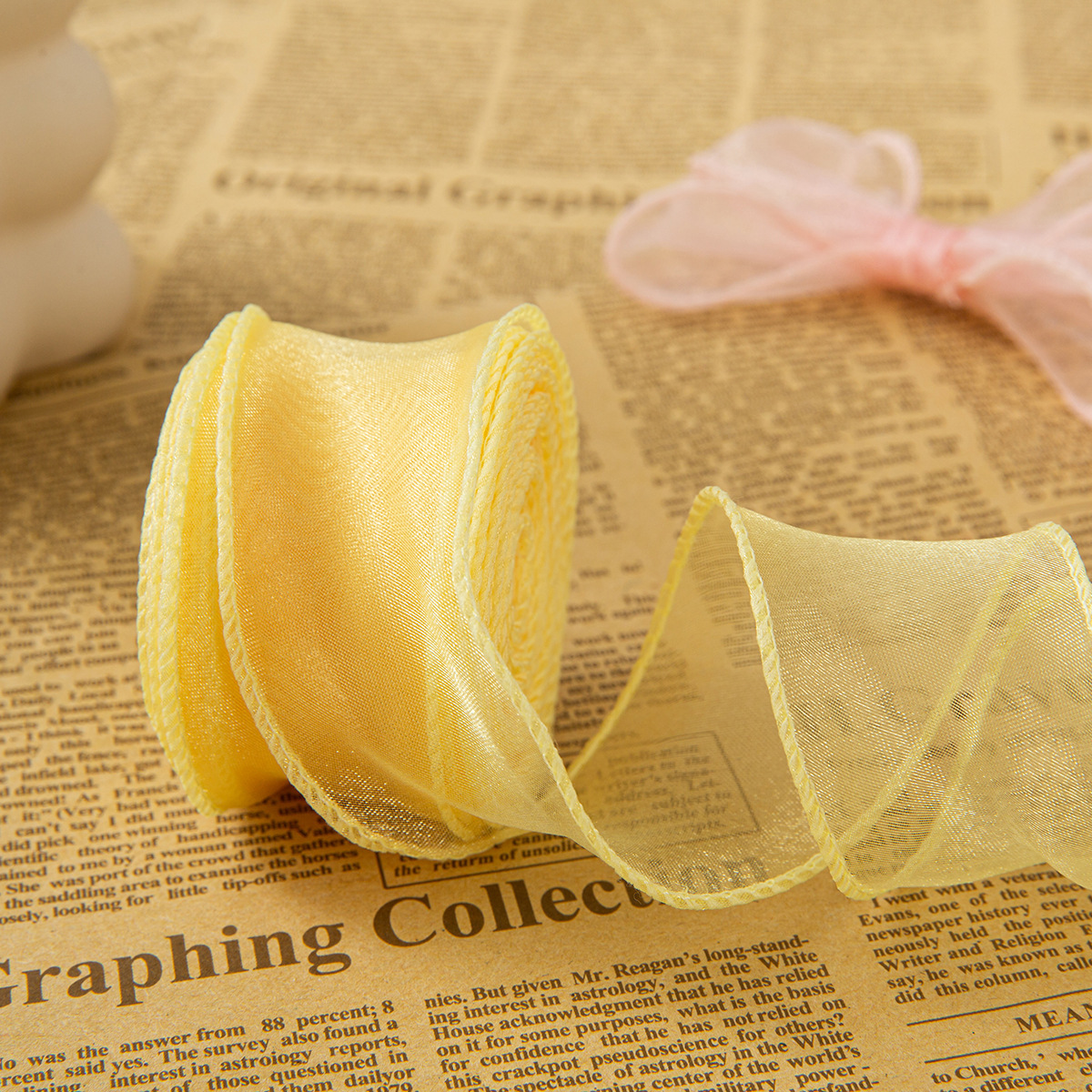 4cm yellow plain edge mermaid tulle 10 yards (bagged)