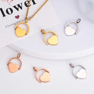 Pendentifs Cœur Rotatifs Vides Personnalisables en Acier Inoxydable, Breloques Cœur pour Carte d'Identité Poli Miroir, Bijoux de Mode en Gros - Product Image 6