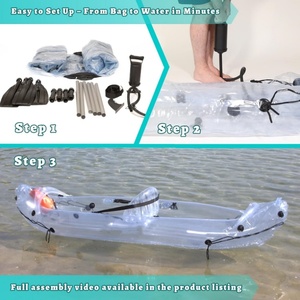 PVC Inflatable Transparent Kayak with See Through Bottom 310*96*50 CM for 1-2 Person Heavy Duty Canoe Boat for River and <b>Pool</b> - Product Image 3