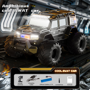 Voiture de police télécommandée à quatre roues motrices transfrontalières jouet Land Rover grand pied amphibie tout-terrain escalade plage voitures RC - Product Image 4