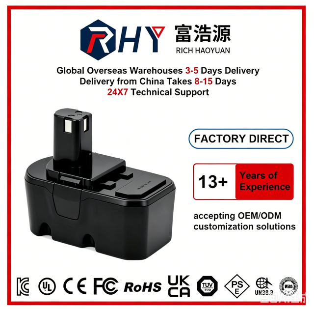 High Quality NICD-NIMH 18V Replacement Battery 1.3Ah 3.0Ah for ABP1801 ABP1803 BPP1820 130224028 130224007 Compatible with RYO