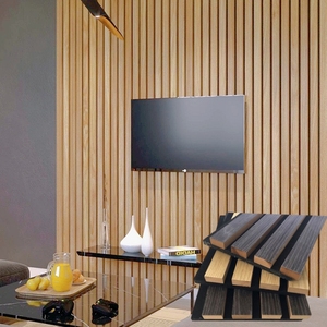 Interno fonoassorbente Panneau <span class=keywords><strong>legno</strong></span> doghe <span class=keywords><strong>pannello</strong></span> parete decorazione Acoustique bordo cancellazione del rumore PET MDF pannelli di parete acustica - Product Image 6