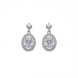 Pendientes de Diamantes Ovalados E435 en Oro Blanco, Color D, Naturales, Certificados por GIA, Estilo Clásico para Boda - Product Image 1