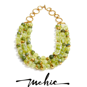 Collar Mchic 6968 de Moda, Hecho a Mano con Cuentas Acrílicas, Cadena de Tres Capas de Acero Inoxidable Chapado en Oro - Product Image 1