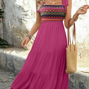 Vestido de Lino Nuevo OEM para Mujer, Estilo Casual de Verano, Largo Midi, con Bordado, en Oferta, Algodón Natural - Product Image 3