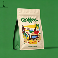 Ensemble de boîtes à café premium avec valve et fermeture éclair, sacs à fond carré en aluminium 250g 500g 1kg, emballage personnalisé avec impression sur mesure