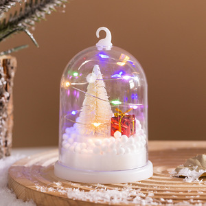 Christmas Decoration <b>LED</b> Mini Christmas <b>Tree</b> in Dome Transparent Cover with Colorful Foam Beads Hanging Ornament for Party Decor - Product Image 5