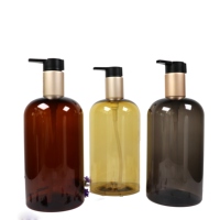 Bouteille en plastique PET personnalisée en gros, 100 ml, 120 ml, 250 ml, 300 ml, 500 ml, or, noir, ambre, pour shampoing, huile capillaire, avec pompe à lotion